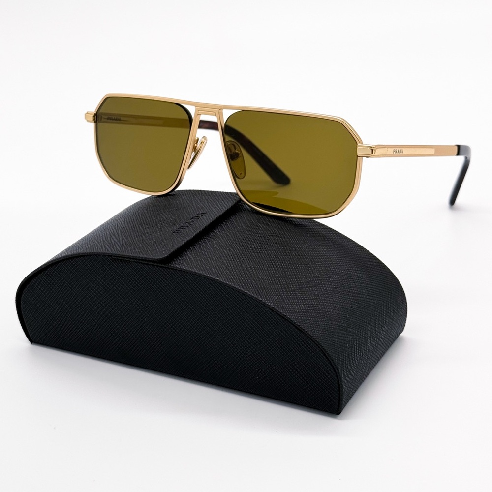 NEW PRADA PRA53S 1BK01T UNISEX SUNGLASSES SPR A53 1BK01T GOLD PR A53S